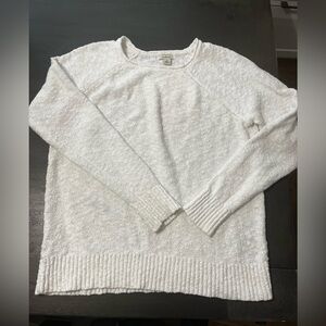 L.L Bean White Cotton‎ Women's Sweater Pullover Medium  Crew Neck  Casual